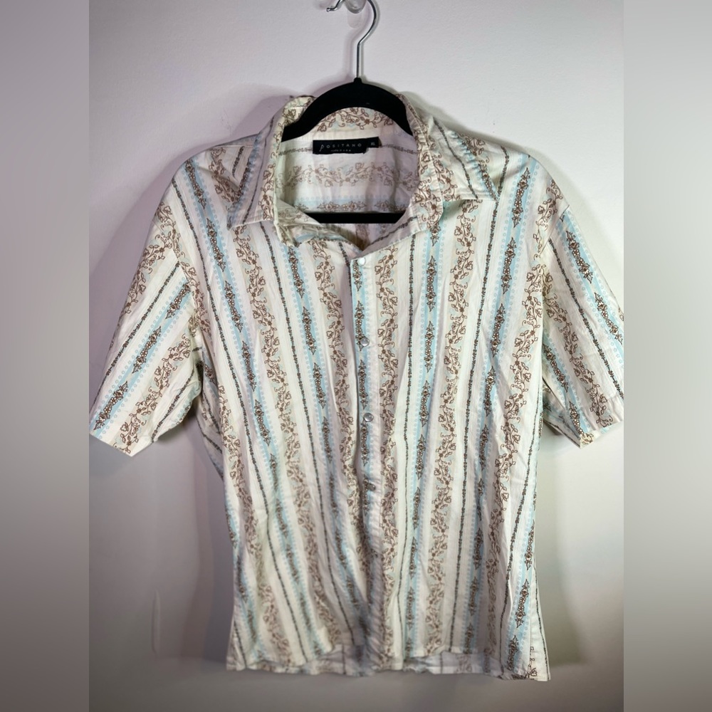 Positano Womens Button-up Shirt Size Xl Short Sleeve Casual Dress Button Up